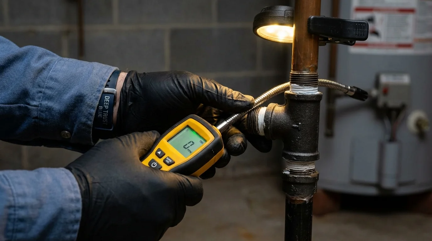 Gas leak detection with electronic sniffer by Johns Plumbing LLC in Camas